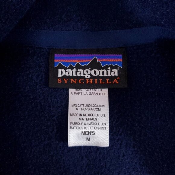 Patagonia Synchilla Mens Size Medium Navy Blue Fleece Vest Cognizant Embroidered - Picture 8 of 11